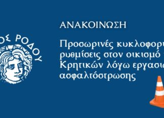 Σε ισχύ προσωρινές κυκλοφοριακές ρυθμίσεις στον οικισμό Κρητικών λόγω εργασιών ασφαλτόστρωσης