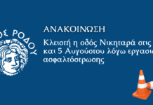 Κλειστή η οδός Νικηταρά στις 4 και 5 Αυγούστου λόγω εργασιών ασφαλτόστρωσης
