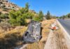 Όχημα βγήκε από τον δρόμο και αναποδογύρισε στην περιφερειακή Ρόδου – Καλλιθέας