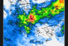Ψυχρό μέτωπο φέρνει ισχυρές καταιγίδες και έως 60 τόνους νερού ανά στρέμμα, δείτε χάρτες με το πώς θα κινηθεί η κακοκαιρία