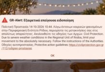 Μήνυμα του 112 στη Ρόδο για τα έντονα καιρικά φαινόμενα