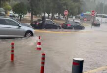 Ρόδος: Πλημμυρισμένοι δρόμοι έξω από το αεροδρόμιο «Διαγόρας»