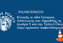 Κλειστές οι οδοί Γαληνού, Απόλλωνος και Αφροδίτης τη Δευτέρα 5 και την Τρίτη 6 Οκτωβρίου, λόγω εργασιών ασφαλτόστρωσης