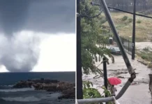 Τεράστιος υδροστρόβιλος στα Στεγνά της Ρόδου, έκκληση του δημάρχου για τις μετακινήσεις λόγω κακοκαιρίας