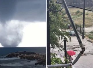 Τεράστιος υδροστρόβιλος στα Στεγνά της Ρόδου, έκκληση του δημάρχου για τις μετακινήσεις λόγω κακοκαιρίας